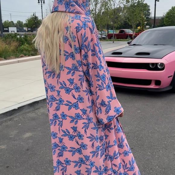 3 Piece Pink Floral Abaya Kimono - Picture 1 of 5